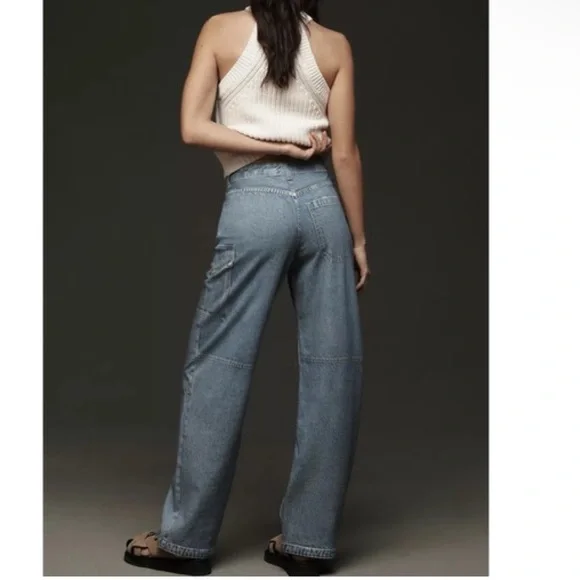 RAG & BONE Miramar Nora Cargo Pants Sweatpant Jeans Celeste Size 25 - Picture 2 of 9